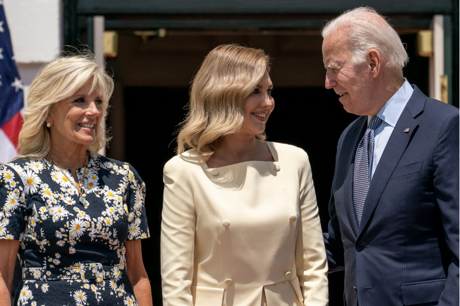 President Biden and first lady Jill Biden greet Olena Zelenska, center, at the White House in 2022. (Andrew Harnik/AP)