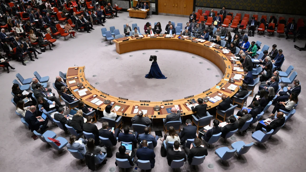 The United Nations Security Council meets on the situation in the Middle East on April 18, 2024. Angela Weiss/AFP/Getty Images