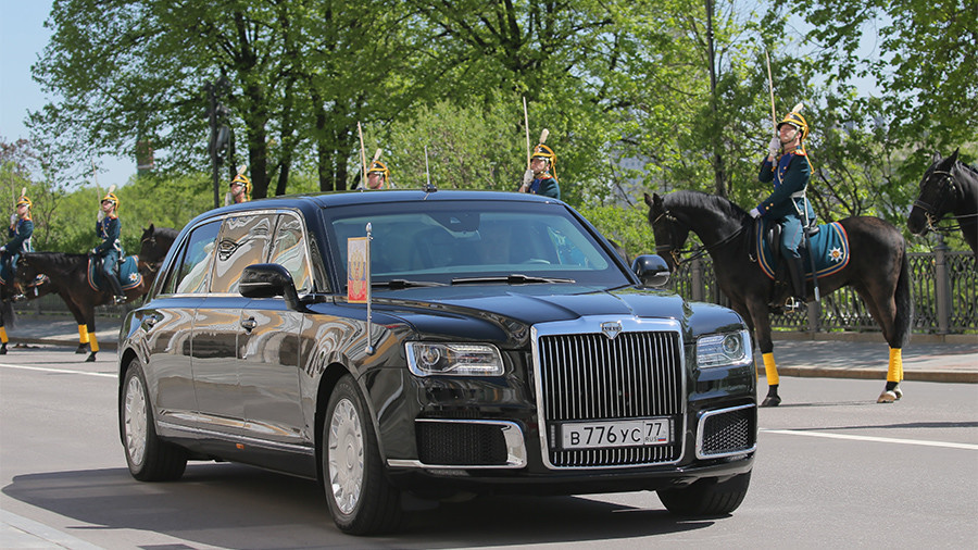 Putin rides in new, long-rumored state car at inauguration ceremony
