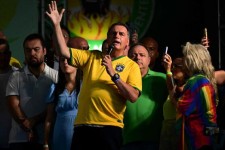 Jair Bolsonaro speaks during the launch of Alexandre Ramagem’s pre-candidacy for the mayoral elections in Rio de Janeiro, Brazil, on March 16, 2024. PABLO PORCIUNCULA / AFP