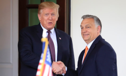 Donald Trump welcomes Viktor Orban to the White House in 2019. There are fears that Orbán could use his access to the Republican presidential candidate to promote Kremlin talking points on Ukraine. Photograph: Manuel Balce Ceneta/AP
