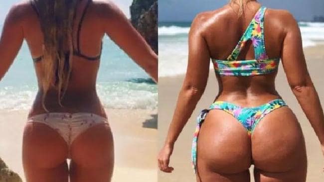 Bikini designer Karina Irby, 28, proudly showed off her "booty gains" over four years. Picture: Instagram Liz Hurley shows off ridiculous bikini body in the MaldivesSource:Instagram