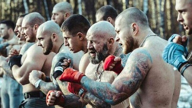 Russian football hooligans.Source:Supplied