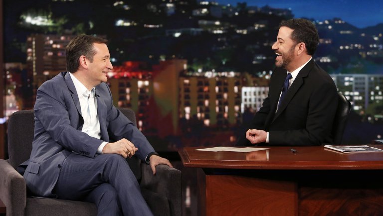 Randy Holmes/ABC Ted Cruz (left) and Jimmy Kimmel
