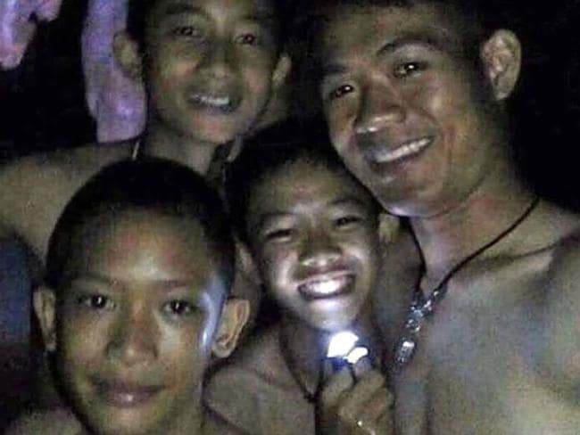Four of the 12 schoolboys have been rescued from Tham Luang cave at the Khun Nam Nang Non Forest Park in Mae Sai. Eight boys and their soccer coach are still trapped.Source:Supplied