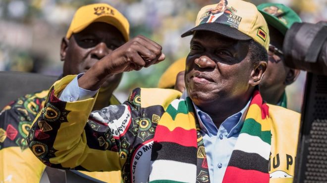 AFP/GETTY / Mr Mnangagwa got more than 50% of the vote, avoiding a runoff poll