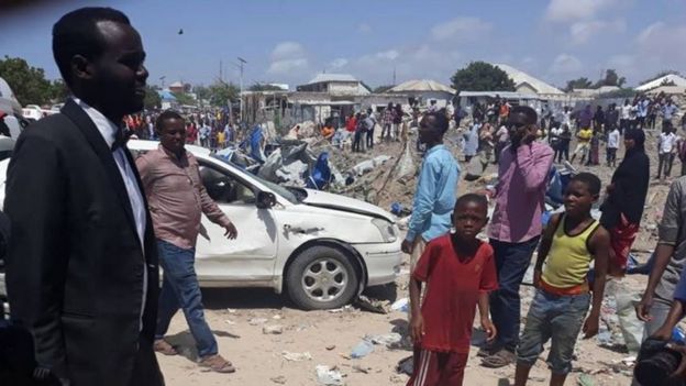 TWITTER/@ABDI_ADAANI / A suicide bomber rammed a car into the district office