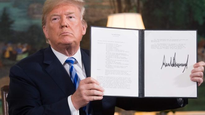 AFP / President Trump began reinstating sanctions on Iran in May