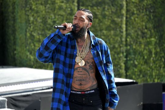 Nipsey Hussle performs onstage at Live! Red! Ready! Pre-Show, sponsored by Nissan, at the 2018 BET Awards at Microsoft Theater on June 24, 2018 in Los Angeles, Calif. Hussle was killed in a shooting outside a clothing store he owned on Sunday,