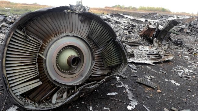 The debris field from MH17, which was shot down over Ukraine in 2014, killing all 298 on board, including 38 Australians. Picture: Alexander Khudoteply/AFPSource:AFP