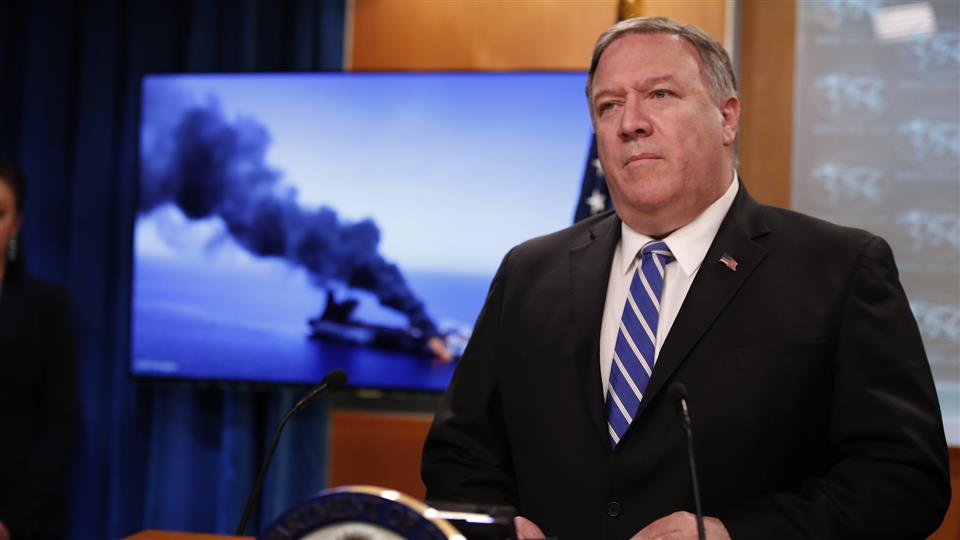 Secretary of State Mike Pompeo told reporters Iran instigated attacks on two fuel tankers in the Gulf of Oman early Thursday. The attacks started fires, and crews on the vessels were evacuated. Pompeo said Iran is executing a promise to interrupt the flow