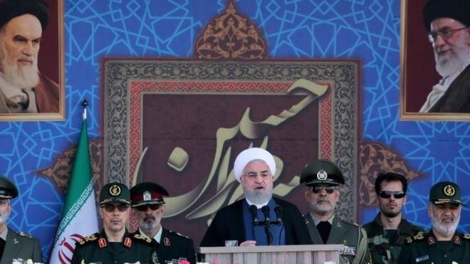 EPA / Hassan Rouhani said foreign forces had always brought "pain and misery"