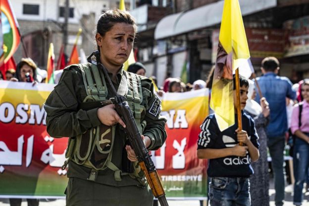 AFP / Kurds inside Syria held protests earlier against Turkish threats