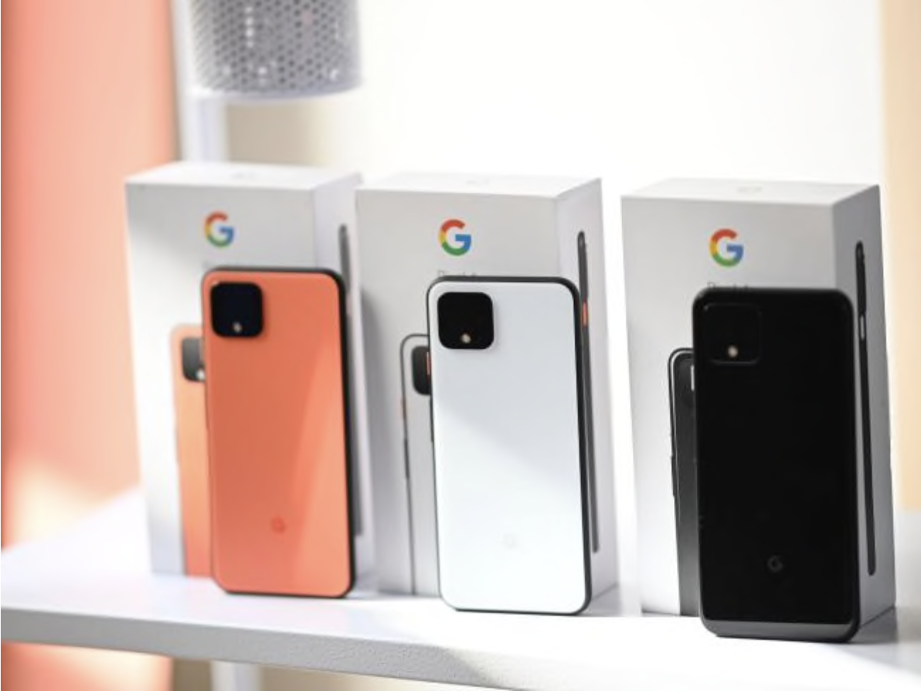 The new Google Pixel 4 phone is on display during a Google product launch event called Made by Google 19 on October 15, 2019 in New York City. Picture: AFPSource:AFP