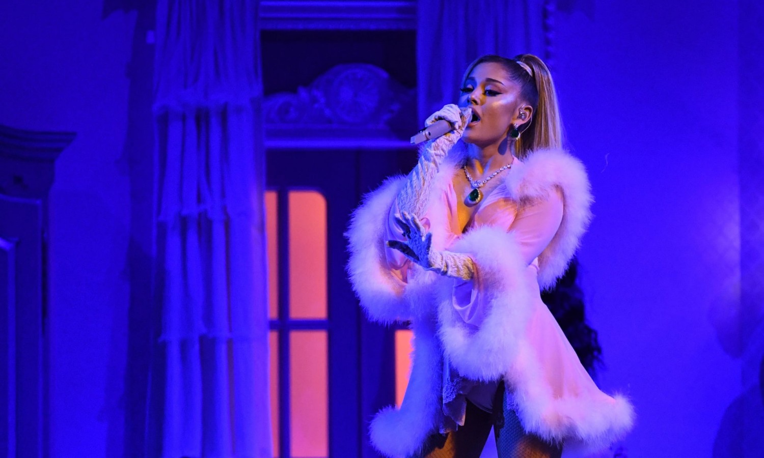  Ariana Grande performs 7 Rings. Photograph: Robyn Beck/AFP via Getty Images