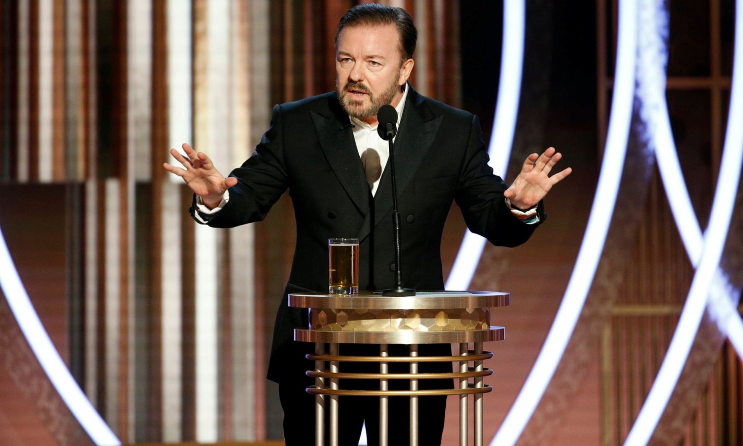 Ricky Gervais at the Golden Globes. Photograph: Handout ./Reuters