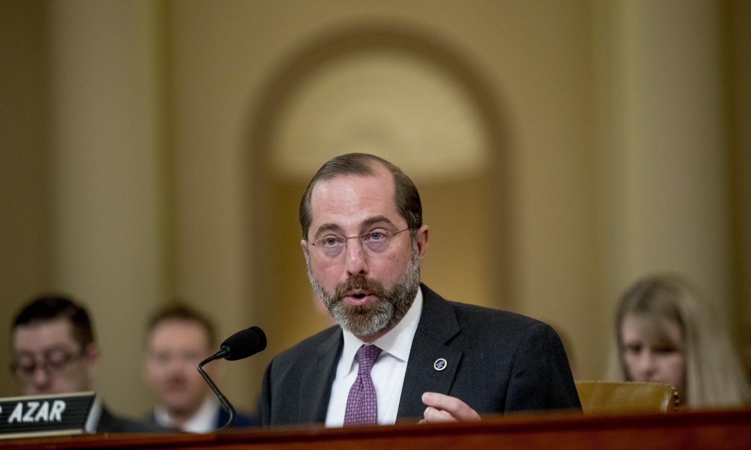 The health secretary, Alex Azar, said that his department’s staff ‘should never have been’ exposed to to evacuees from coronavirus-affected areas of China without protective clothing. Photograph: Andrew Harnik/AP