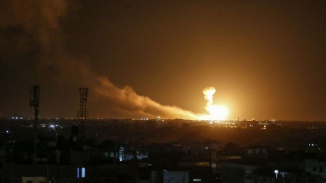 GETTY IMAGES / Israel said it launched the airstrikes in Gaza and Syria in response to rocket fire
