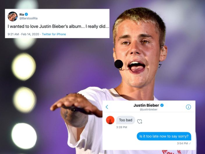 Justin Bieber apparently sent a DM to a fan after she tweeted that she wasn't a fan of his new album.