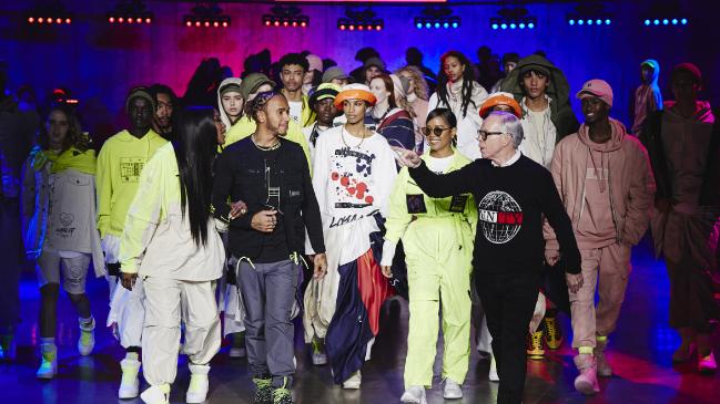 Naomi Campbell, Lewis Hamilton, H. E. R and Tommy Hilfiger at the TOMMYNOW show at Tate Modern in London. Picture: Getty Images for Tommy HilfigerSource:Getty Images