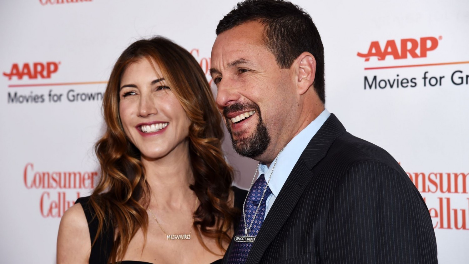 dam Sandler and Jackie Sandler arrive at AARP The Magazine's 19th Annual Movies For Grownups Awards at the Beverly Wilshire on Jan. 11. (Amanda Edwards/WireImage)