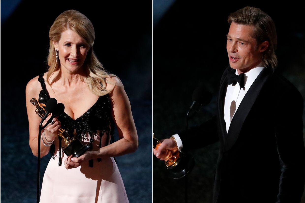 Hollywood Veterans Laura Dern and Brad Pitt Win Acting Oscars
