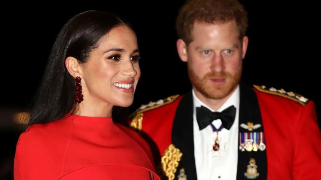 Britain's Prince Harry, Duke of Sussex and Meghan, Duchess of Sussex arrive to attend The Mountbatten Festival of Music at the Royal Albert Hall in London. Picture: SIMON DAWSON / POOL / AFP.Source:AFP