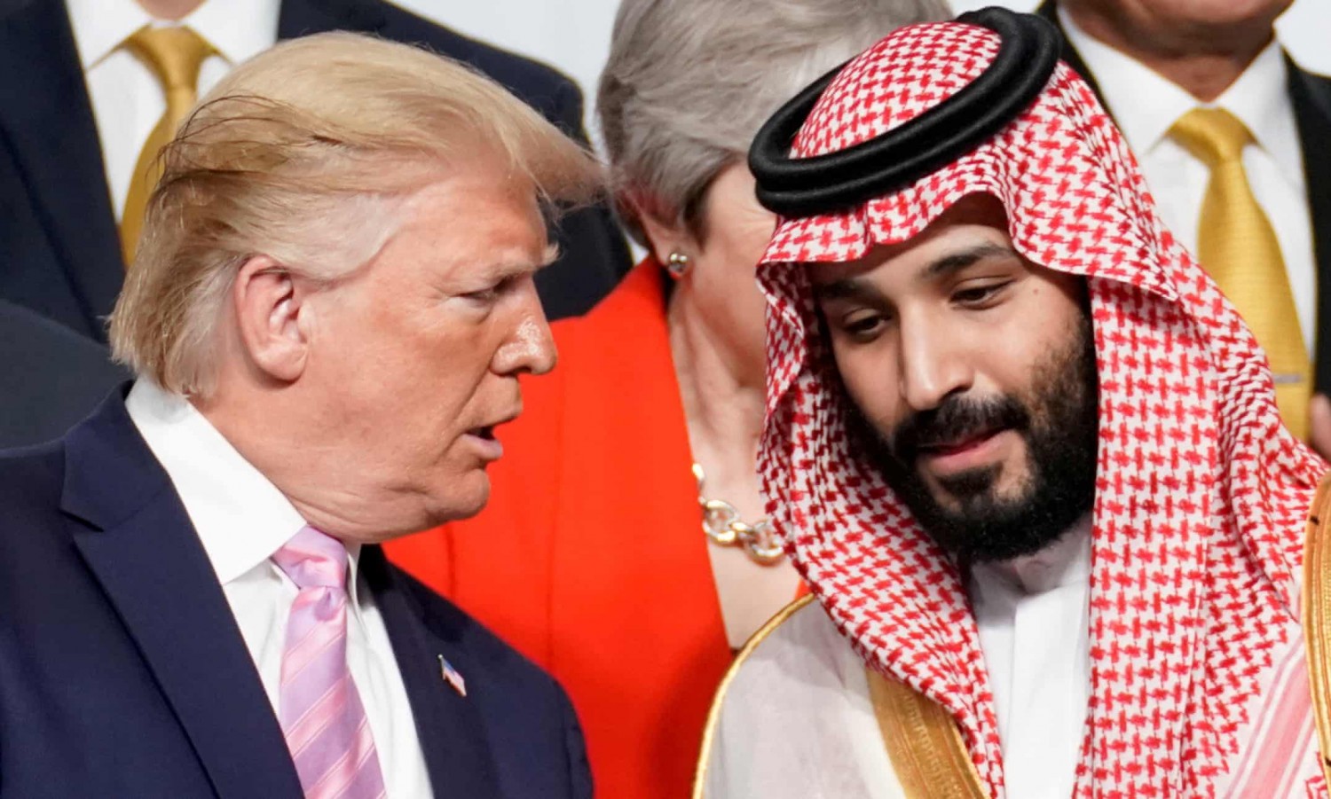 Donald Trump ,speaks to Mohammed bin Salman at the G20 summit in Osaka, Japan in June 2019. Photograph: Kevin Lamarque/Reuters