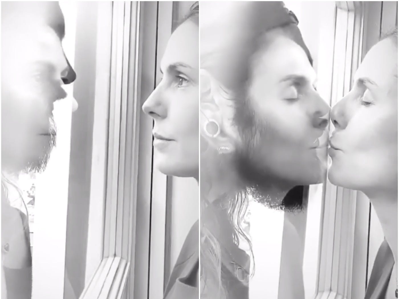 Heidi Klum shared a video of her kissing her husband through glass while they waited for coronavirus results