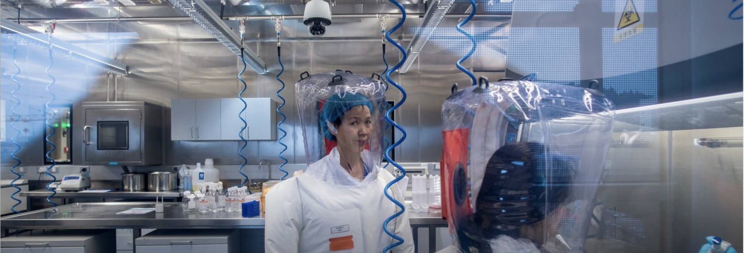 Biosafety Level 4 lab scientists often work in protective suits usually seen only in Hollywood thrillers. Here, China’s first BSL-4 lab at the Wuhan Institute of Virology. JOHANNES EISEL/AFP/GETTY IMAGES