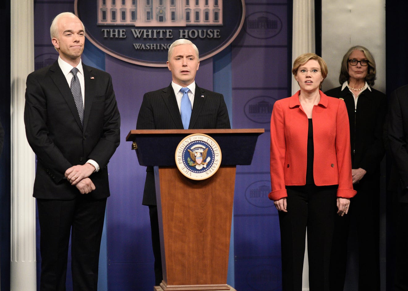 "Saturday Night Live" is in its 45th season: The show's Feb. 29 episode kicked off with a mock press conference on the coronavirus, with host John Mulaney as Joe Biden, Beck Bennett as Mike Pence, and Kate McKinnon as Elizabeth Warren.