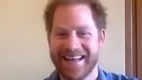 Prince Harry appeared in good spirits with one of his favourite charities. Picture: YouTubeSource:Supplied