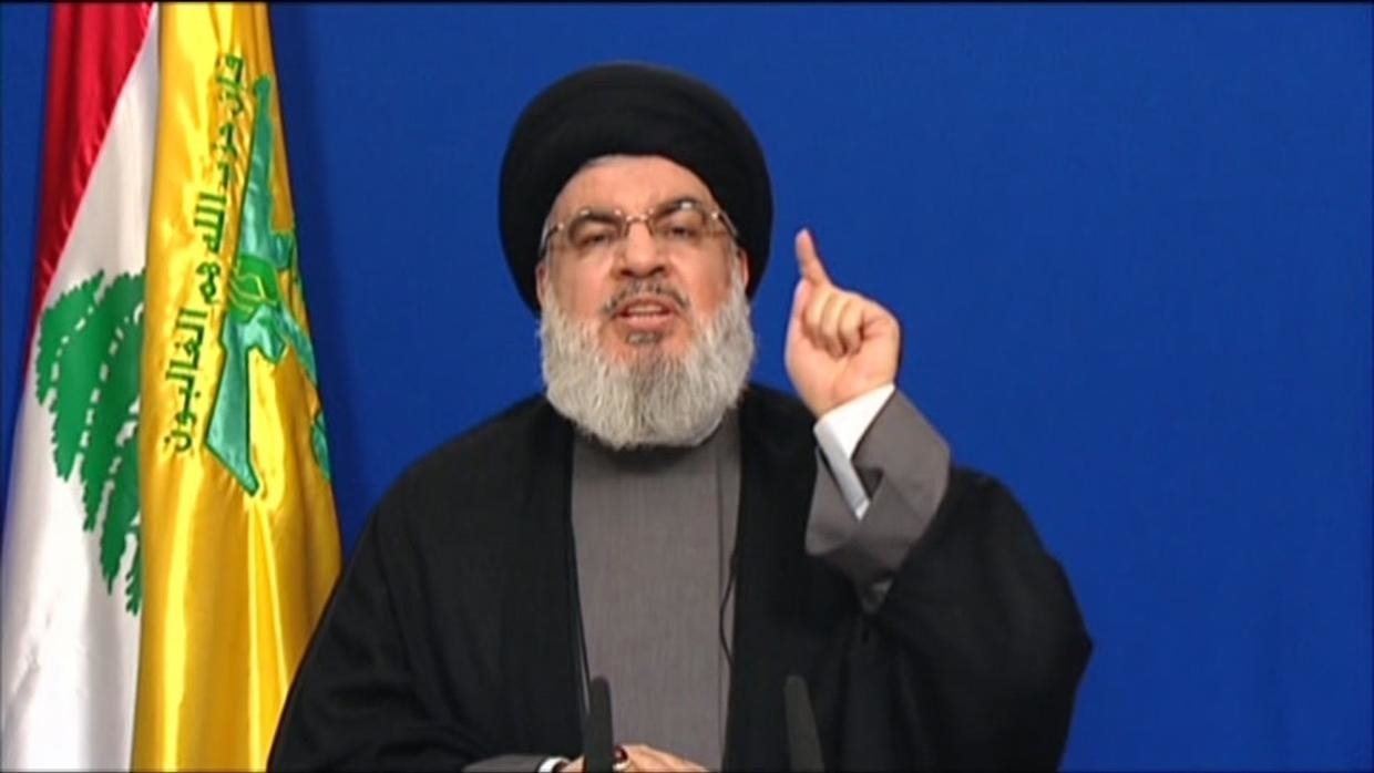 Hezbollah chief Hassan Nasrallah makes a televised address in Lebanon on May 4, 2020. © - AL-MANAR TV/AF