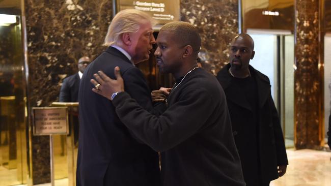 Donald Trump and Kanye West in 2016. Picture: Timothy A. Clary/AFPSource:AFP