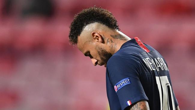 Paris Saint-Germain's Brazilian forward Neymar reacts during the UEFA Champions League final. (Photo by David Ramos / POOL / AFP)Source:AFP
