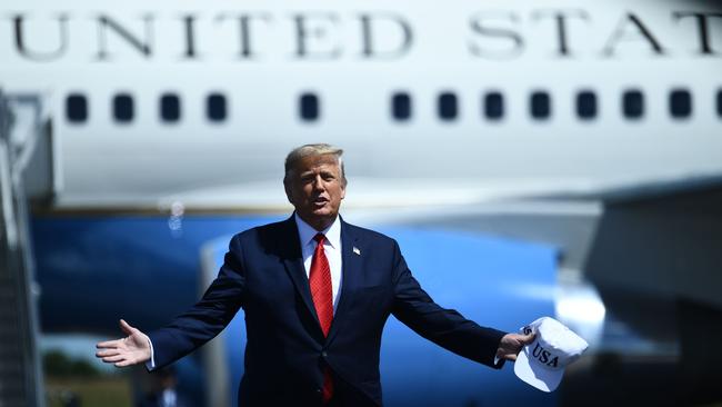US President Donald Trump says he doesn’t want to see a big surge of coronavirus cases like in New Zealand, where there are 78 active cases. Picture: Brendan Smialowski/AFPSource:AFP