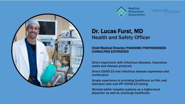Endeavor Content offered a PowerPoint presentation showcasing unlicensed doctor Lucas Furst as the "Truth Be Told" health & safety team leader. ENDEAVOR CONTENT