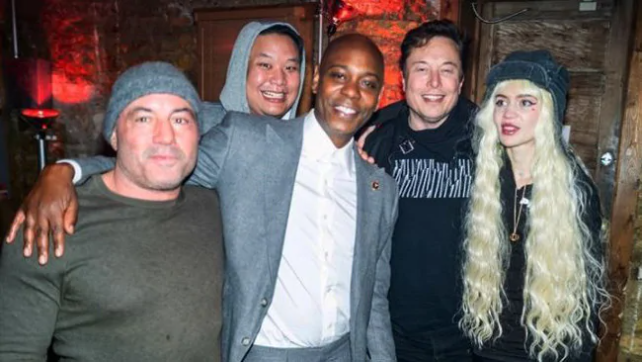 Dave Chappelle was spotted with Joe Rogan, Elon Musk and musician Grimes two days before his diagnosis.Source:Instagram