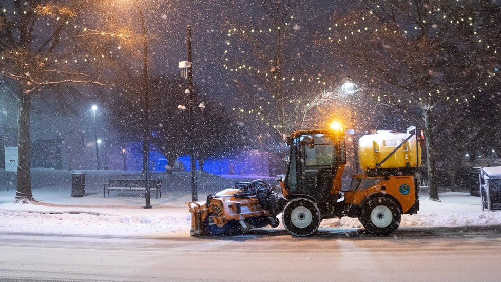 GETTY IMAGES | A snow plough at work in Greenville, South Carolina