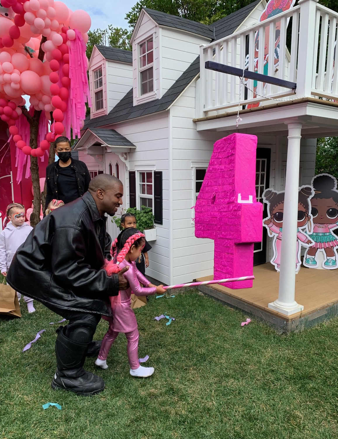 Kanye West with daughter Chicago at her 4th birthday party on Jan. 15. HollywoodUnlocked/Shutterstock