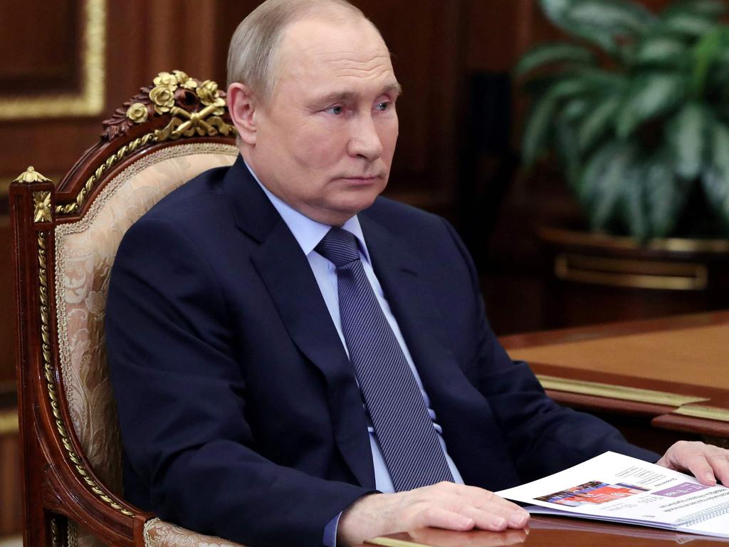 Russia's President Vladimir Putin in Moscow's Kremlin on May 5, 2022. Picture: Mikhail Klimentyev / Sputnik / AFP.