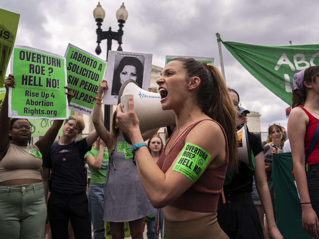 Abortion-rights activists demonstrate in front of the U.S. Supreme Court on Friday. Picture: Nathan Howard/Getty Images/AFP