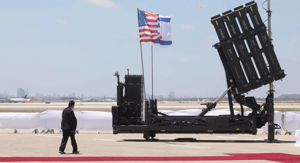 Israel's Iron Dome can be seen at Ben-Gurion Airport ahead of US President Joe Biden's first visit since taking office, July 13, 2