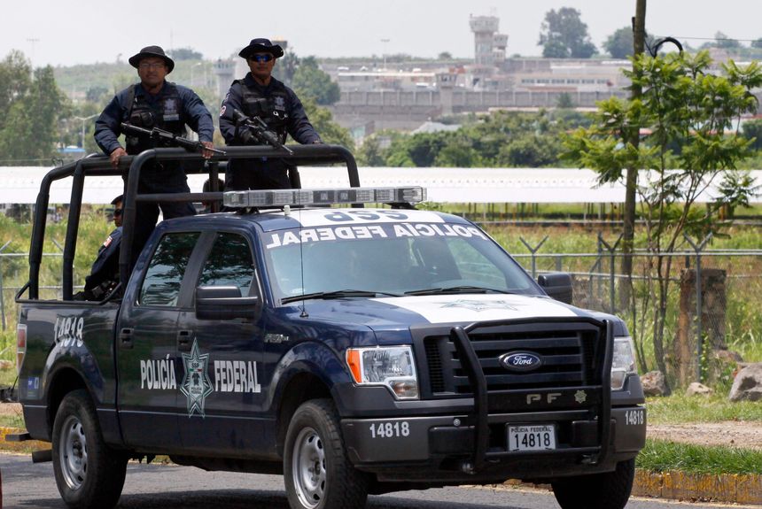 Mexican federal police on patrol in 2013, outside the prison where Rafael Caro Quintero learned of his release. PHOTO: HECTOR GUERRERO/AGENCE FRANCE-PRESSE/GETTY IMAGES