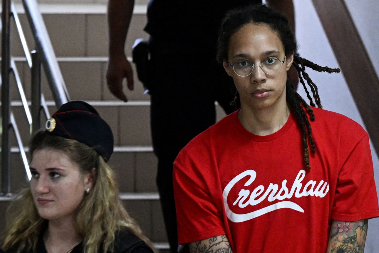 Brittney Griner arrives to a hearing at the Khimki Court, outside Moscow on July 7 / Credit: Kirill Kudryatsev, AFP Via Getty Images
