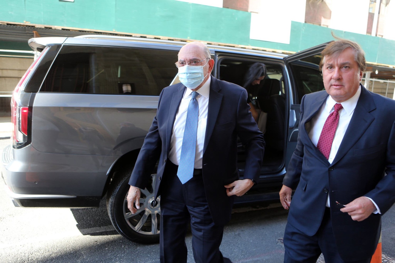 Allen Weisselberg, left, appeared in a Manhattan courtroom on Thursday to plead guilty to 15 felonies.Credit...Jefferson Siegel for The New York Times
