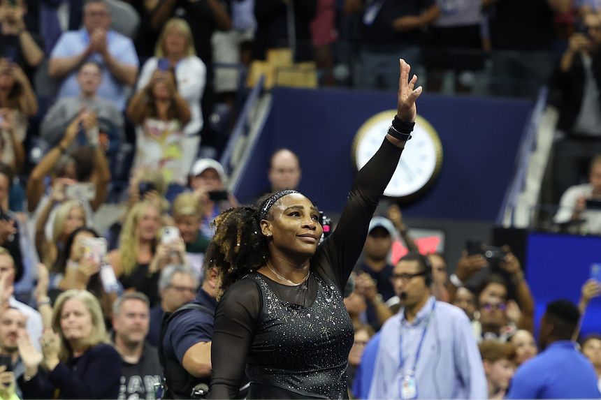 Serena Williams waves to fans after being defeated by Ajla Tomlijanovic. PHOTO: AL BELLO/GETTY IMAGES