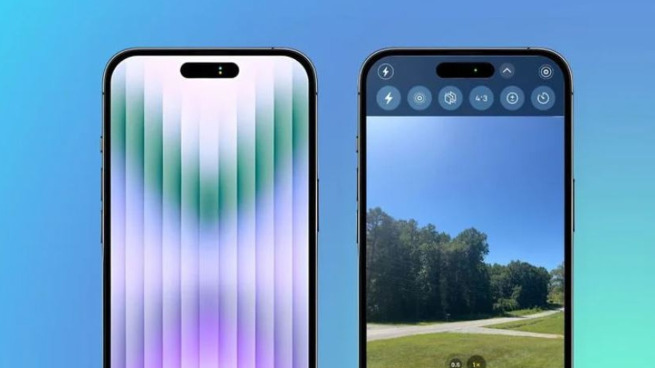 Renders of iPhone 14 with its new “dynamic island” replacing the notch on Pro models.