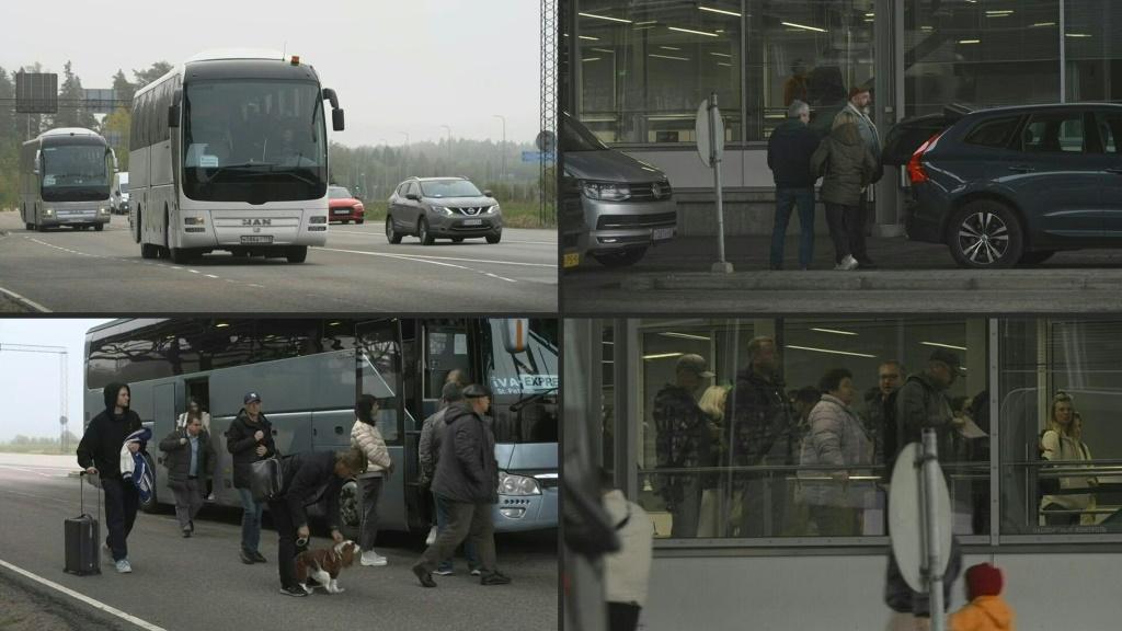 Images at the border crossing in Vaalimaa, Finland, as Russians flee military mobilisation
