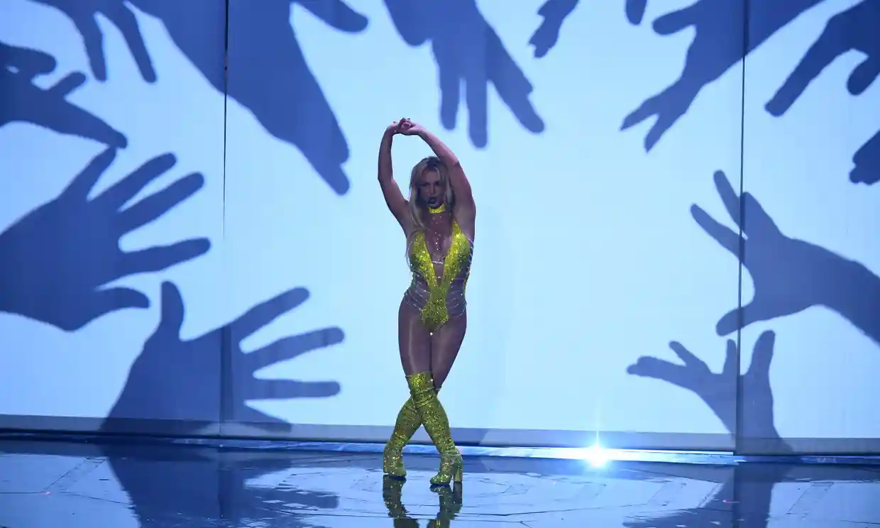 Britney Spears performs during the 2016 MTV Video Music Awards at Madison Square Garden in New York. Photograph: Jewel Samad/AFP/Getty Images